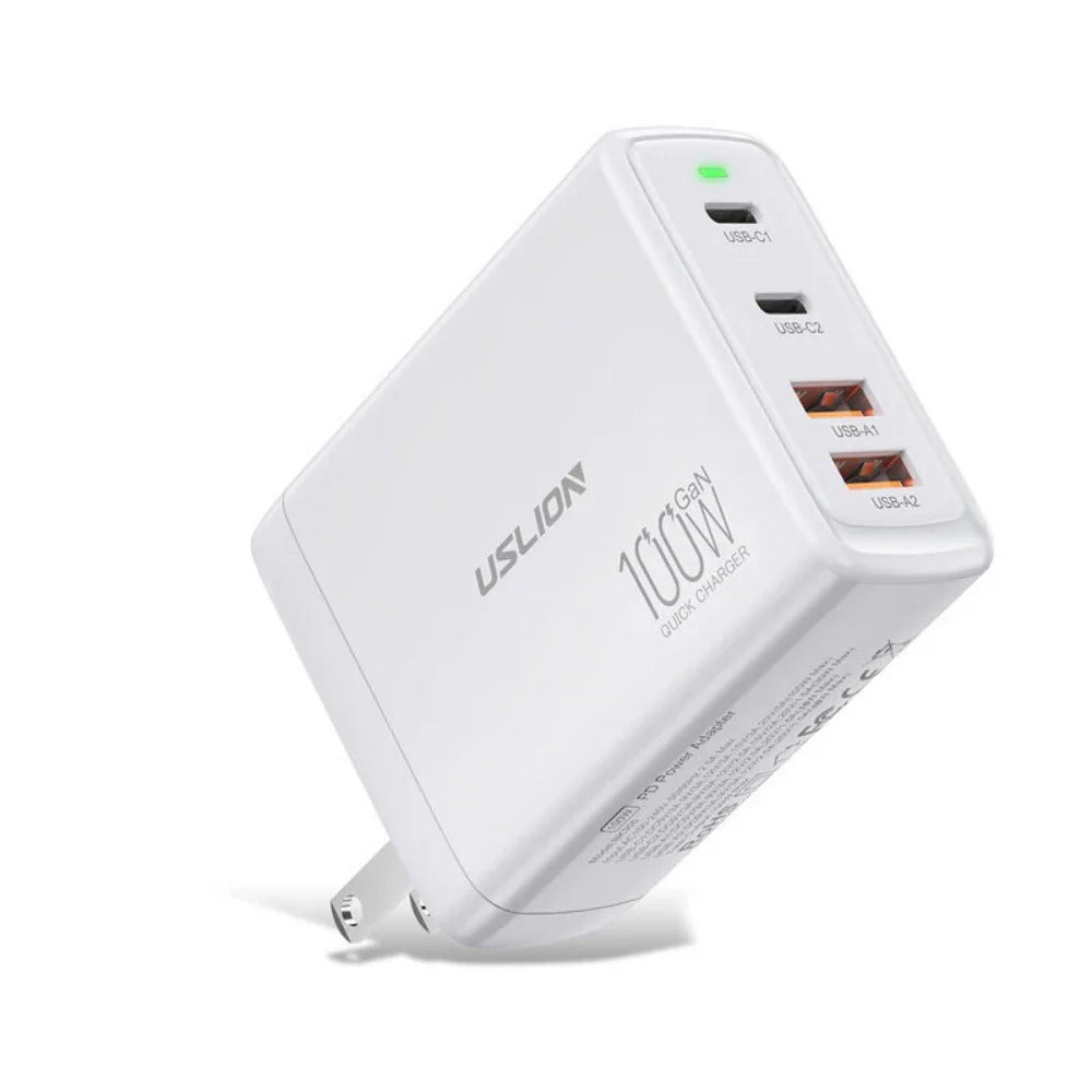 100 W GaN 4-Port USB PD-Schnellladegerät, kompatibel mit iPhone, Samsung, Huawei