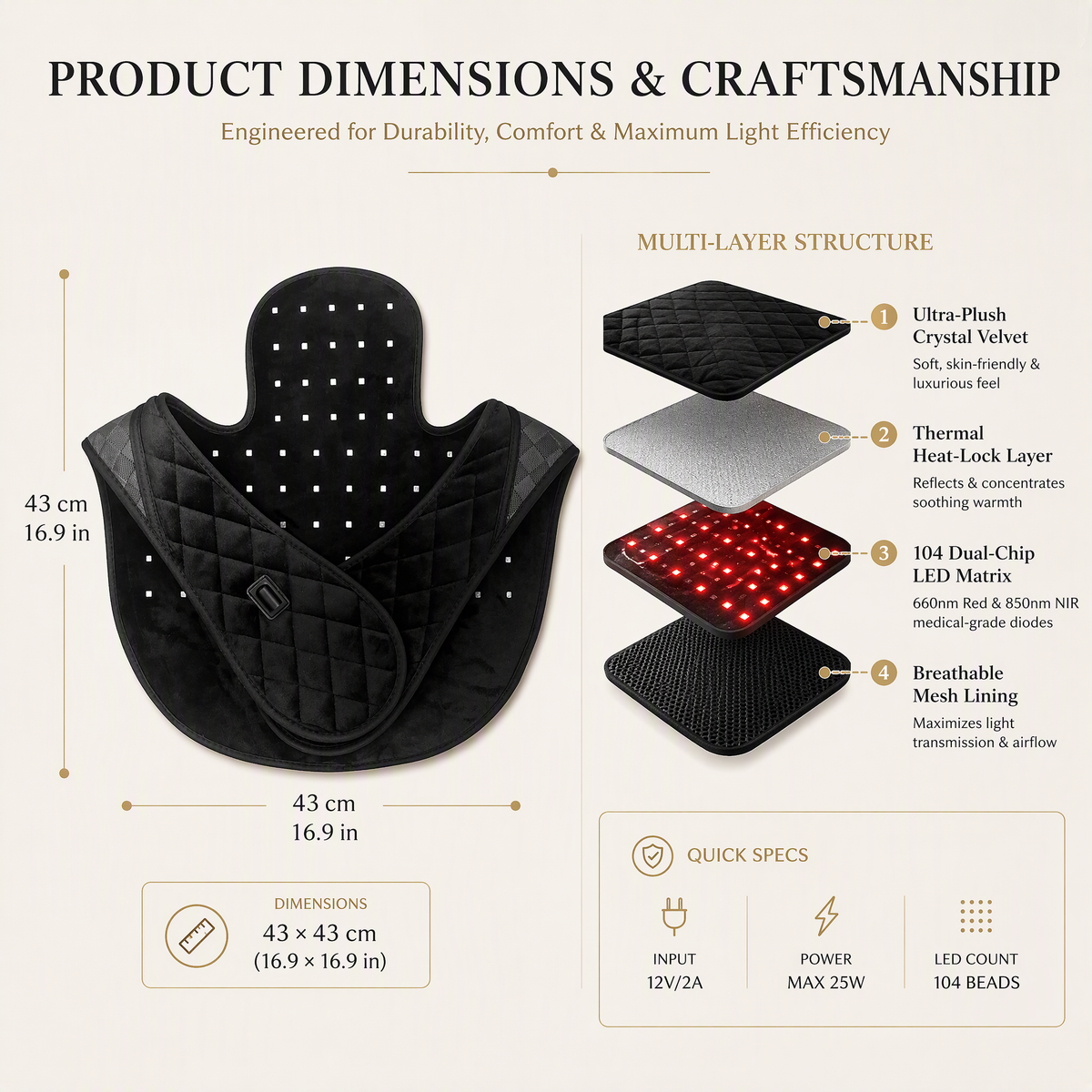 7HW MantleFlex Red Light Wrap for Stiff Neck, Shoulders & Back
