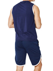 Men's Sport Pocket Solid Color Comfy Elastic Waist Pajama Set