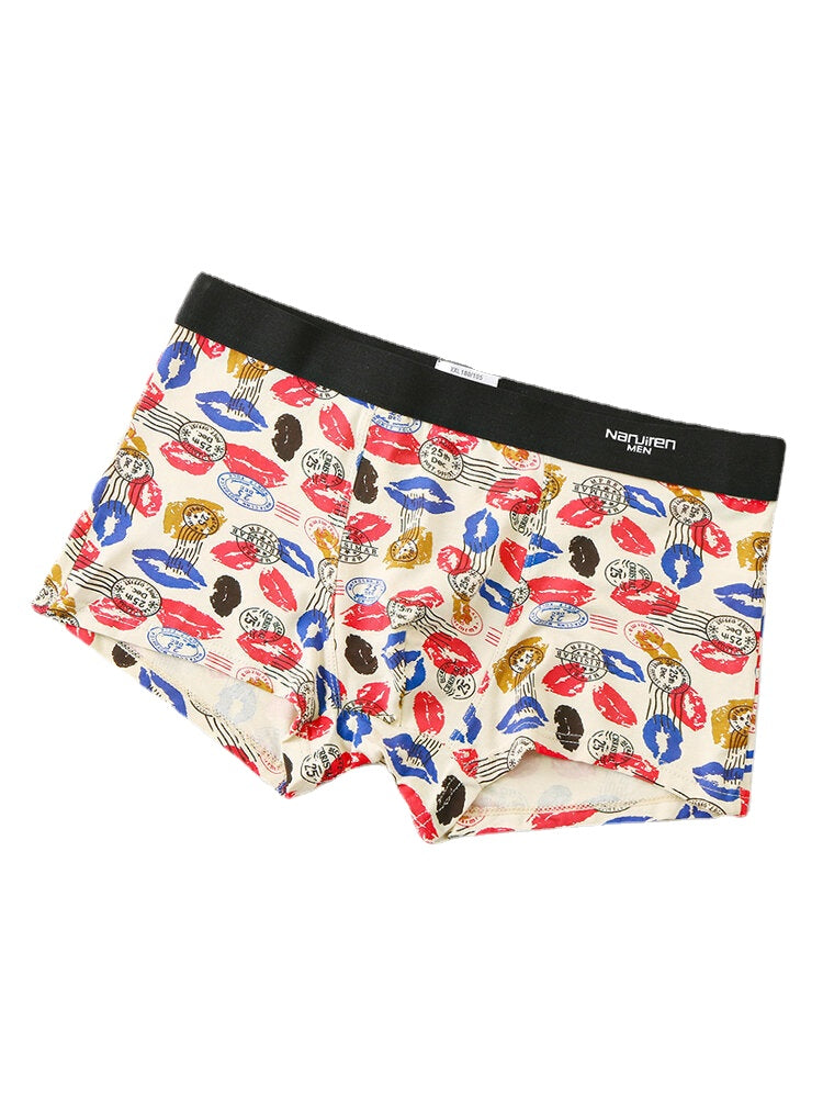 Multipacks Herren-Boxershorts aus Modal mit lustigem Aufdruck und U-Konvex-Muster, mittlere Taille
