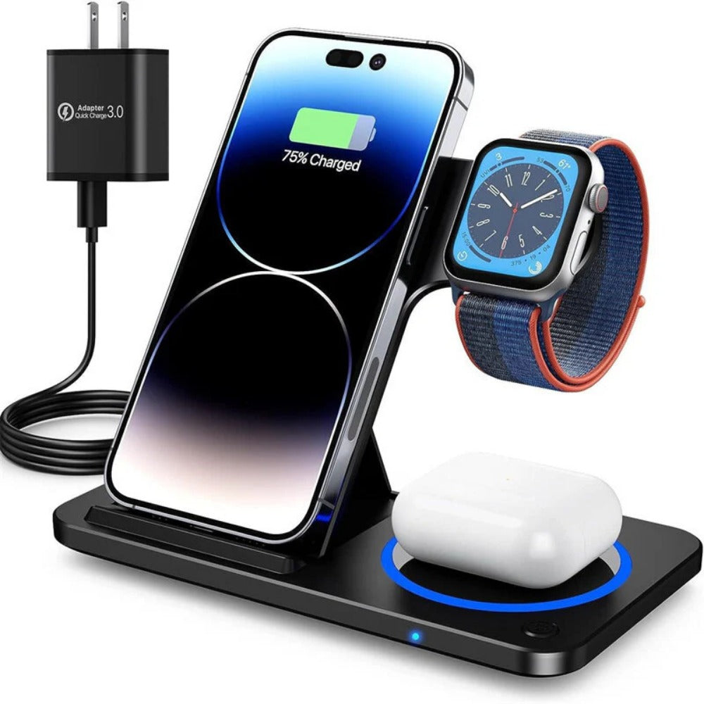 15W Foldable Fast Wireless Charger Stand for iPhone, Samsung, Huawei, Xiaomi, AirPods, Apple Watch