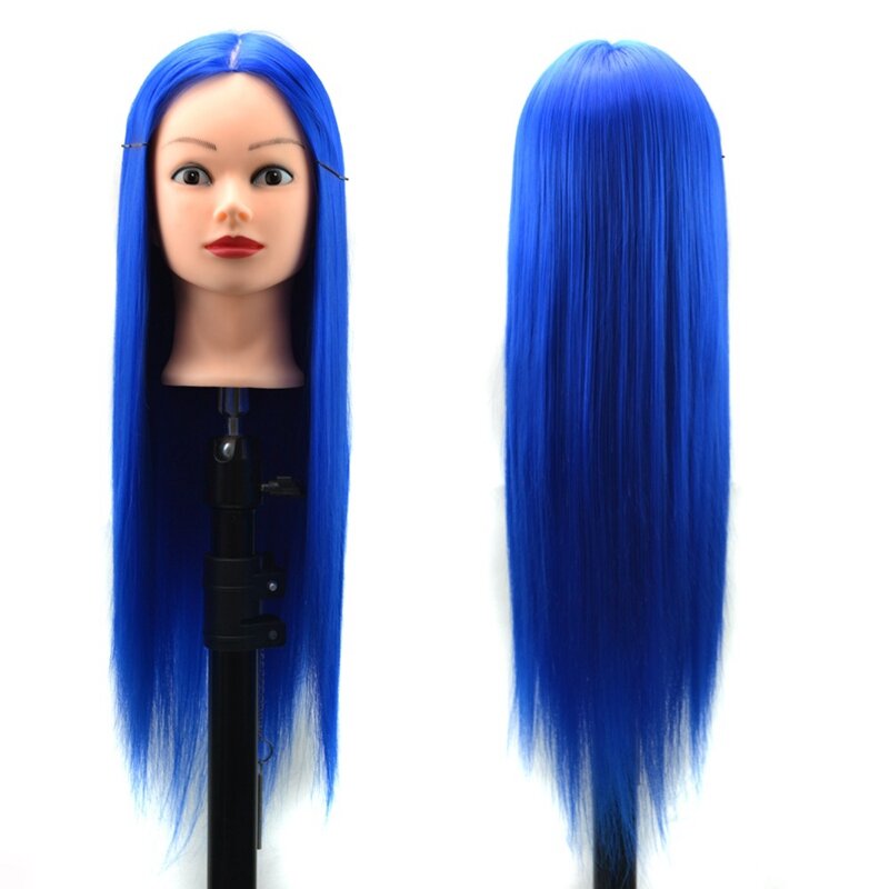 High-Temperature Fiber Hair Training Mannequin Head with Clamp for Salon Braiding Practice