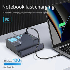 72W 7-Port USB PD Charger: 3 USB-C, USB-A, 3 AC, Wireless Fast Charger for iPhone, Huawei, Xiaomi