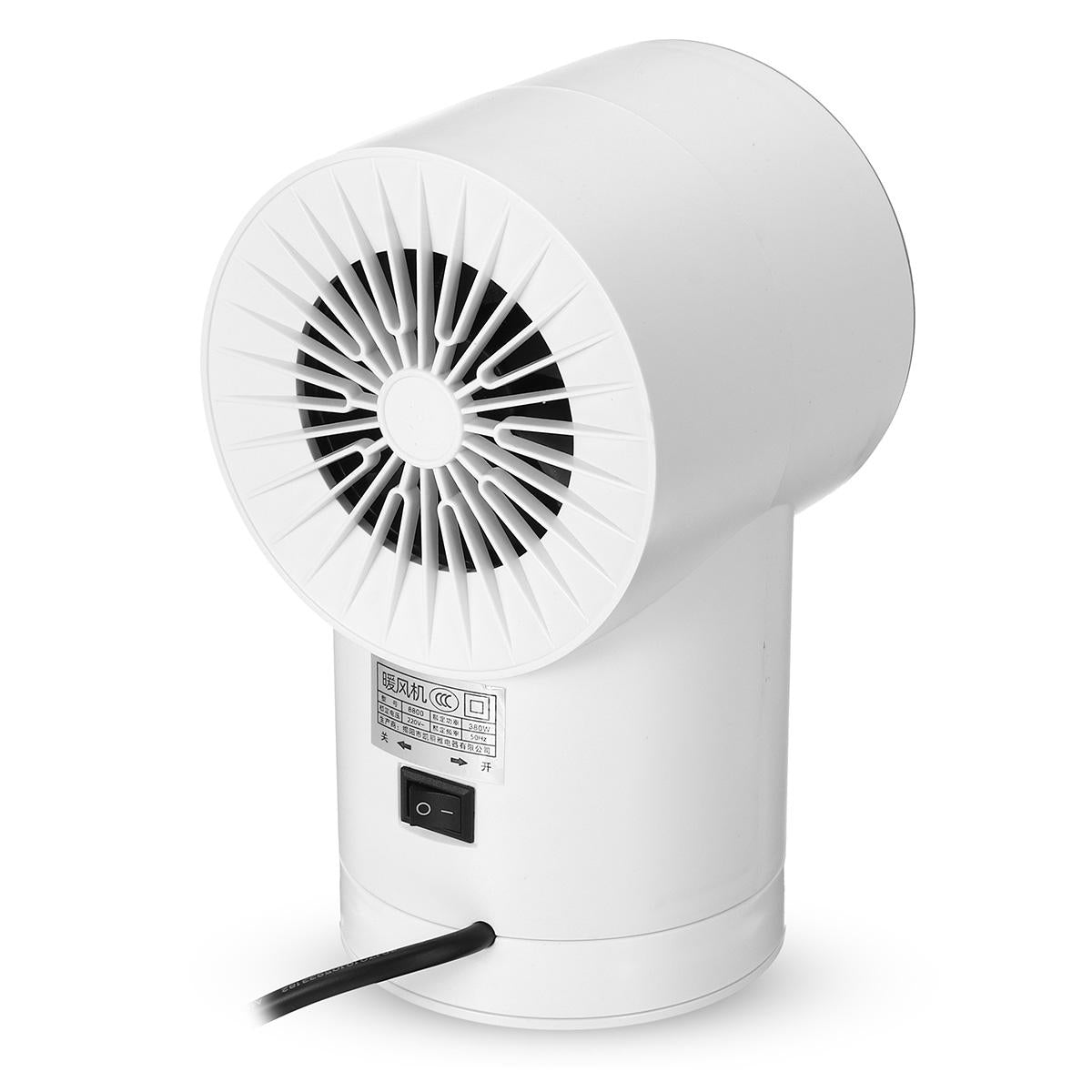 220V 800W Mini Space Heater - Shakeable Electric Desktop Fan Warmer