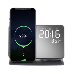 15W Fast Wireless Charger & Alarm Clock for iPhone, Huawei, Samsung, AirPods, Watch