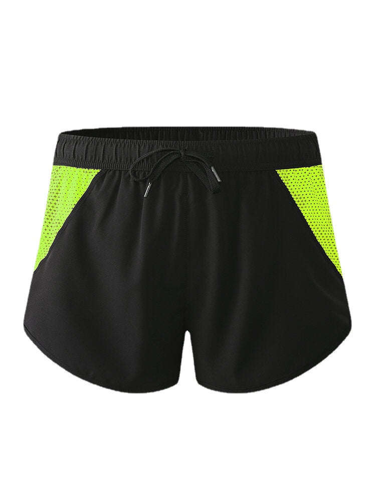 Men's Quick-Dry Mesh Patchwork Drawstring Breathable Sports Board Shorts