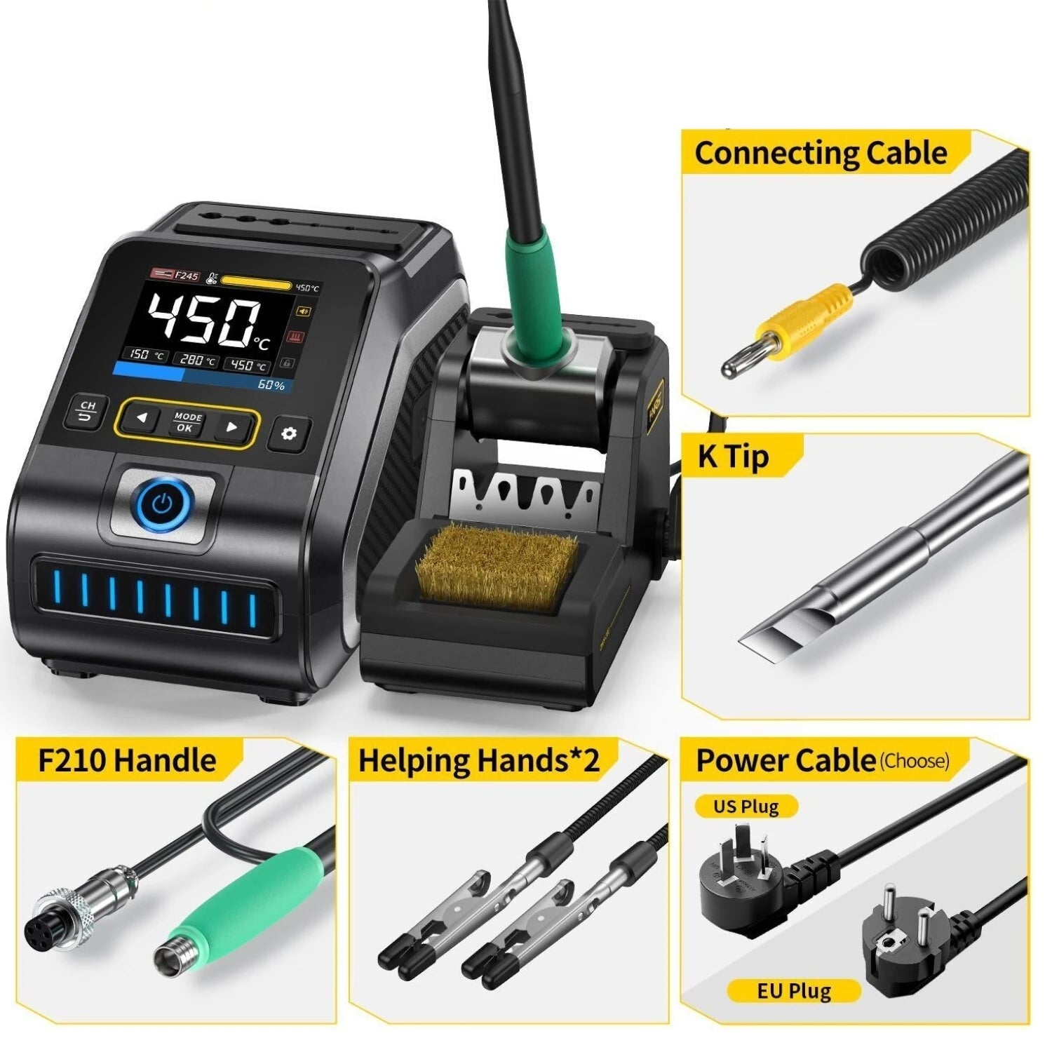 Intelnt 200W Temperature-Controlled Soldering Station - High Performance Electric Iron