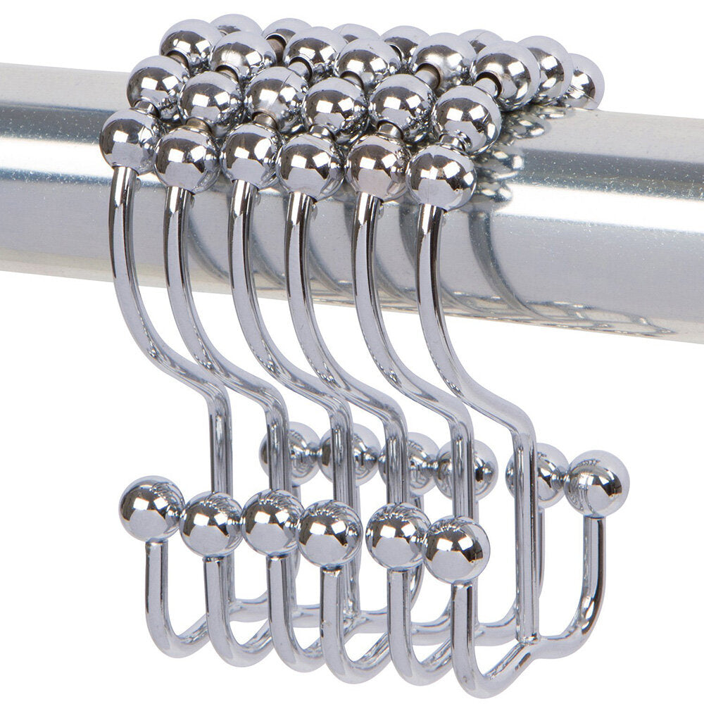 12 Pcs Rustproof Stainless Steel Double Glide Shower Curtain Hooks with Rollers