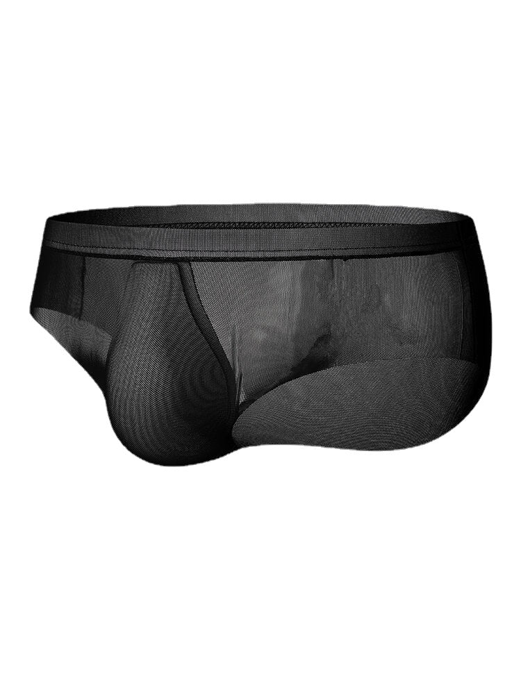 Durchsichtige, atmungsaktive Herren-Home-Slips in Volltonfarbe mit mittlerer Taille und voller Hüfte