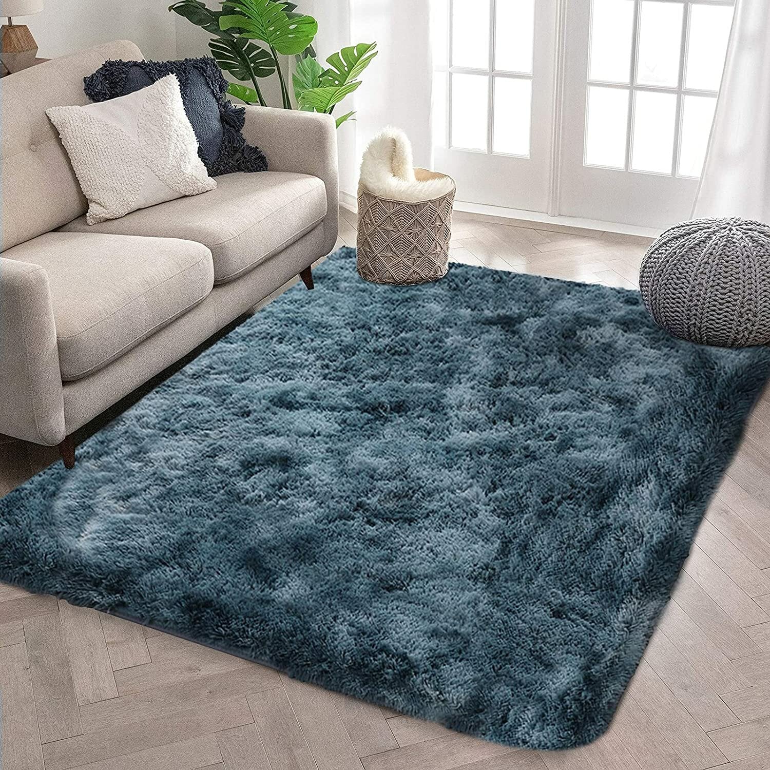 150x240cm Tie-Dyed Gradient Long-Haired Anti-Slip Carpet for Bedroom, Living Room, Study Room