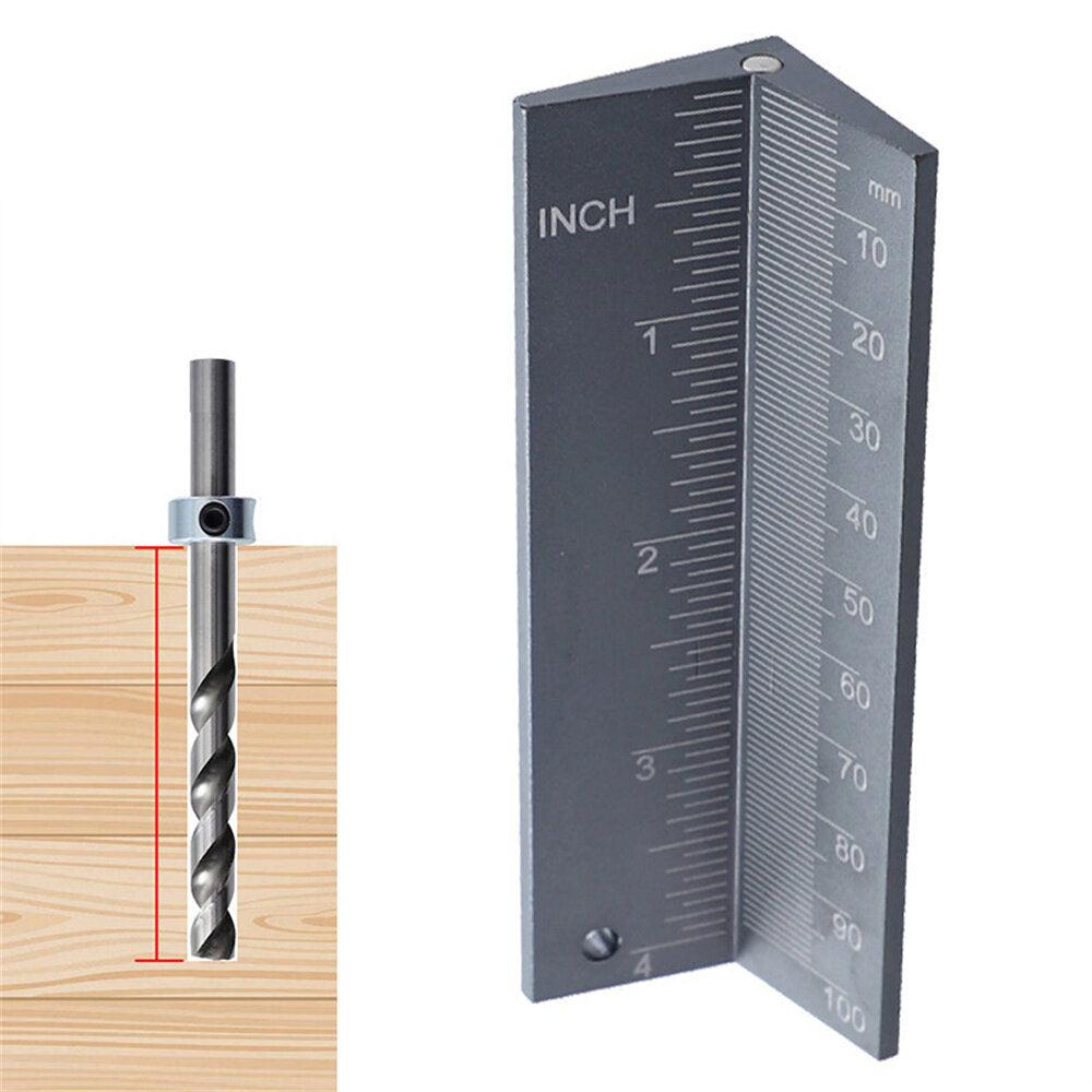 Magnetic Aluminum Depth Stop Collar Locator - Woodworking Gauge for Drill Bit & Saw Blade Height