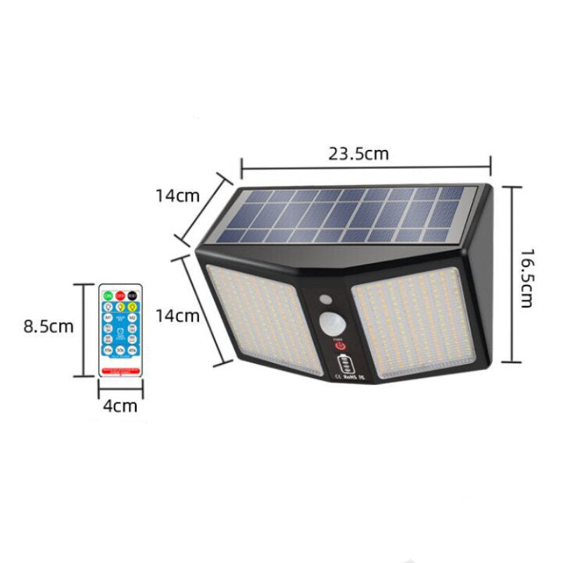 360LED Solar Wall Light, 12000mAh, 6 Modes, Motion Sensor, IP65 Waterproof, Outdoor Yard/Garden/Street Night Light