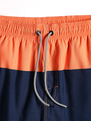 Schnelltrocknende Strandshorts im Farbblockdesign mit Kordelzug in der Taille für Herren