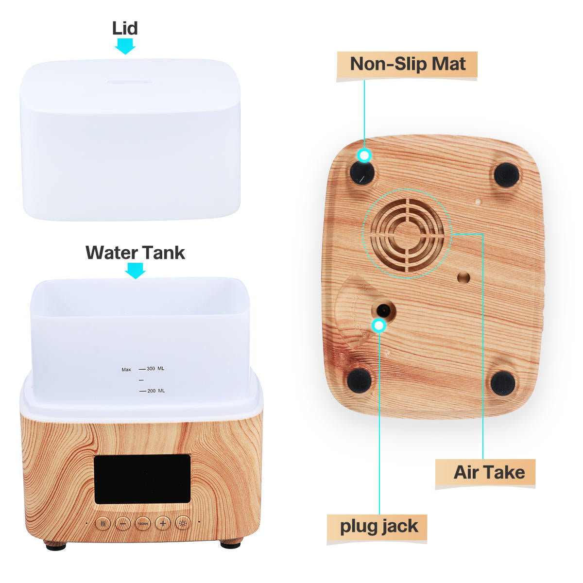 300ML Essential Oil Diffuser with Digital Clock, 7-Color LED, Ultimate Aromatherapy, Perfect Gift