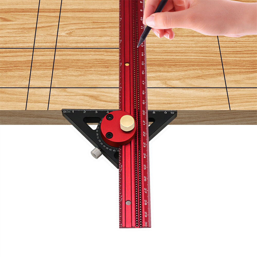 Carpenty Precision Aluminum T-Type Scribe Ruler for Woodworking - Line Drawing, Hole Ruler, Square Layout Marking Gauge