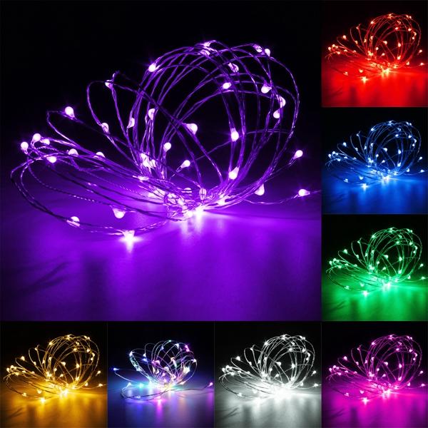 12V 10M 100 LED Silver Wire Christmas Fairy String Lights with Remote Controller and Adapter