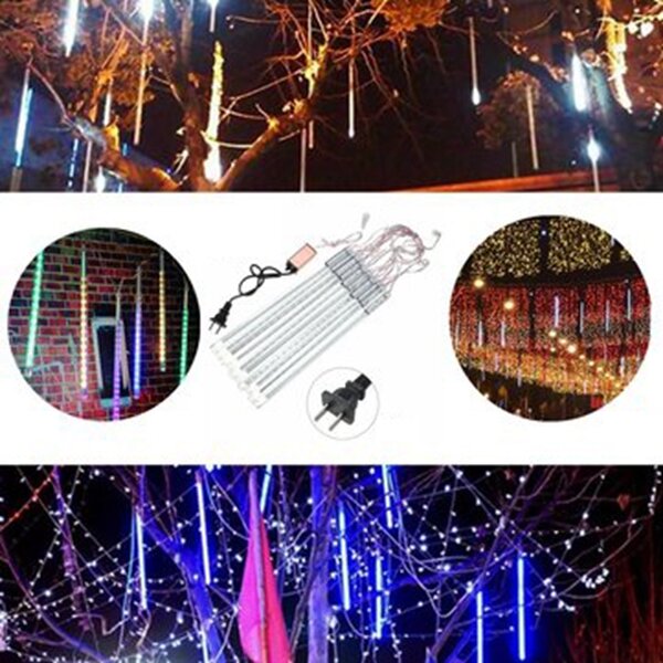 10 Tubes 30cm 300 LED Meteor Shower Rain Lights Christmas Tree Decor with Driver and US Plug