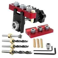 Adjustable 3-in-1 Woodworking Doweling Jig Kit - Cabinet Hardware, Pocket Hole Jig, Drilling Guide Locator for Furniture