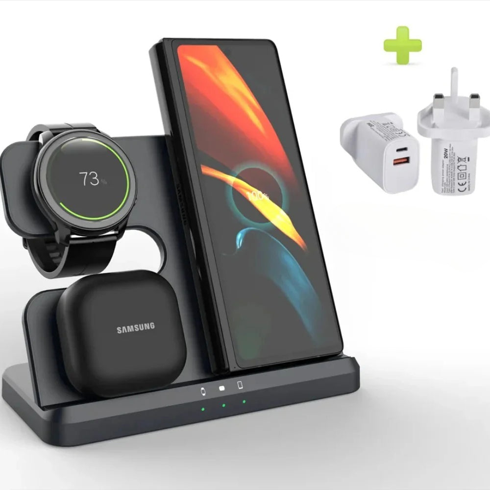 3-in-1-Wireless-Ladestation für Samsung Galaxy Watch, S23 Ultra und Buds