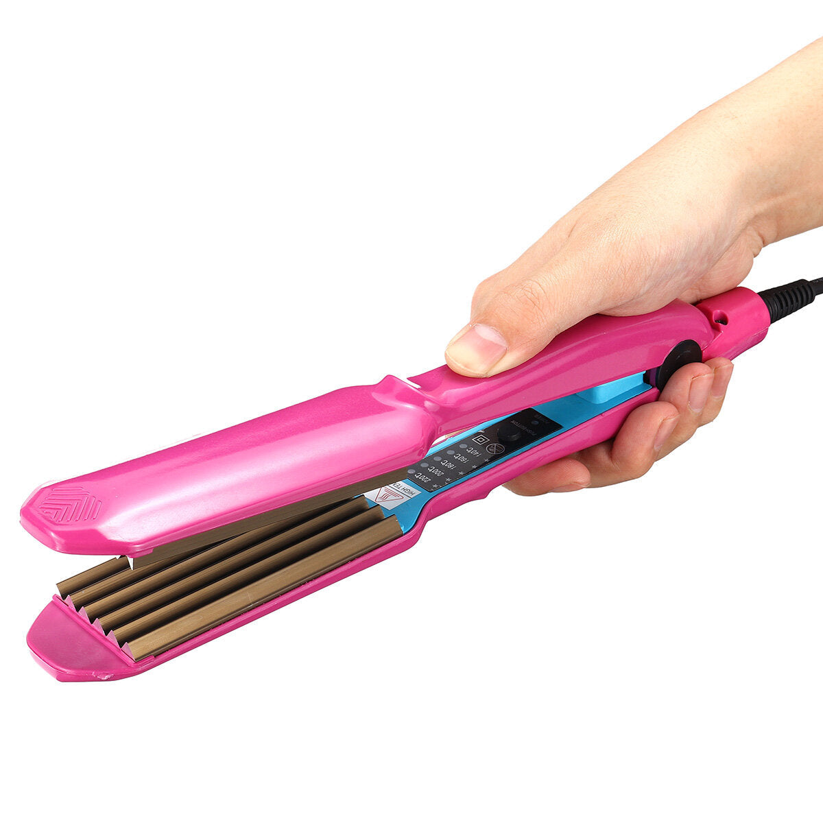 Ceramic Hair Crimper and Curler Iron with 5-Speed Temperature Control - Anion Wave Curling Wand