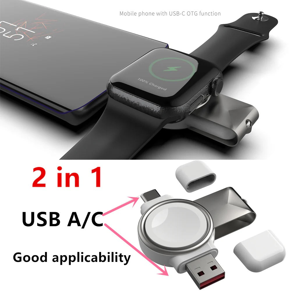 USB-C Portable Wireless Charger Dock for iWatch 8/7/6/SE/5/4