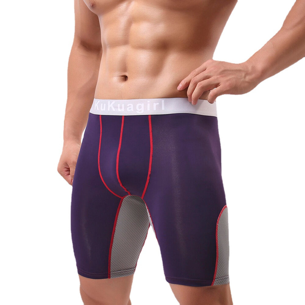 Herren Atmungsaktive Mesh Splice Elastische U Konvexen Beutel Fitness Sport Boxer Unterwäsche