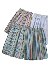 Herren-Boxershorts aus 100 % Baumwolle, bunt, gestreift, lockere Passform, elastischer Bund, atmungsaktiv
