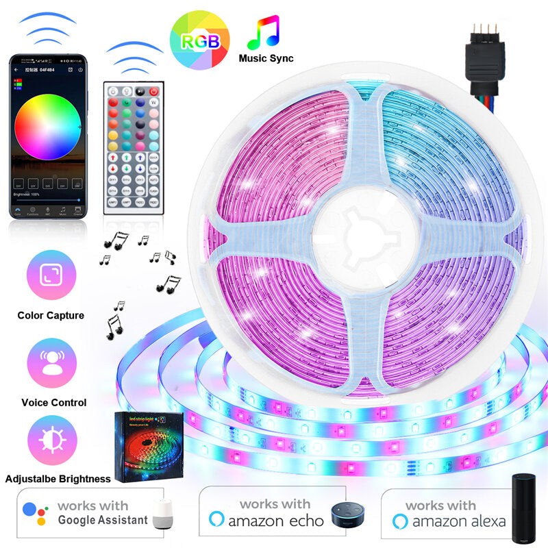 16FT-66FT LED Strip Lights Kit, Music Sync, WiFi App, 44-Key Remote Control for Room, 5m-20m Length