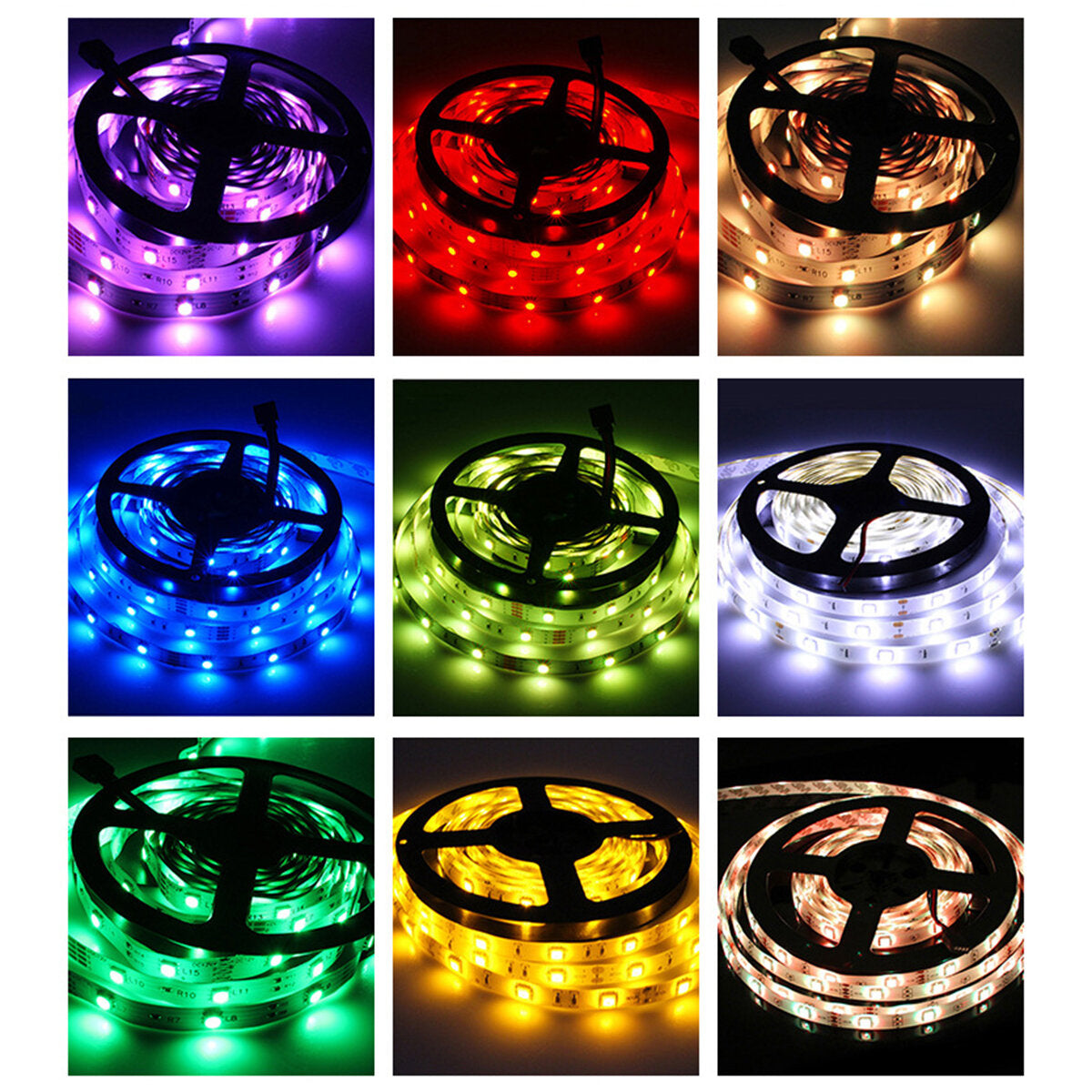 10M/15M Bluetooth RGB LED Strip Light, 32.81FT/49.21FT, Non-Waterproof, 2835, Flexible, 24-Key Remote, DC12V