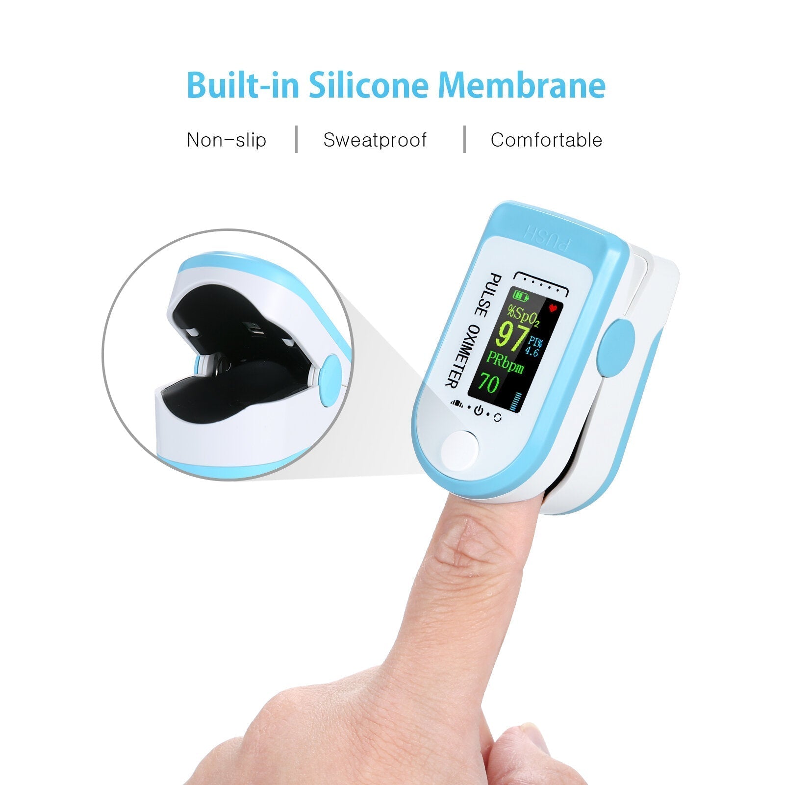 Bluetooth Fingertip Pulse Oximeter SpO2 PR PI for Android iOS - Blood Oxygen Saturation & Heart Rate Detection