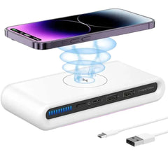 4-in-1-Wireless-Ladeständer mit LED-Licht, Typ-C PD USB für iPhone-, Samsung-, Xiaomi-Geräte