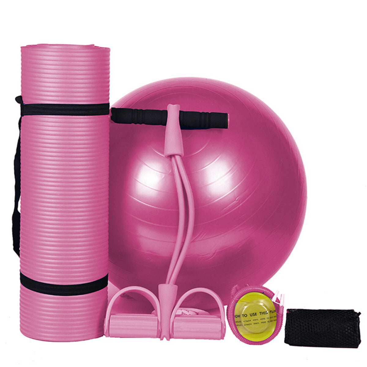 3-Piece Body Shaping Set: Yoga Ball, Yoga Mat, Pedal Puller - Latex Abdominal Trainer