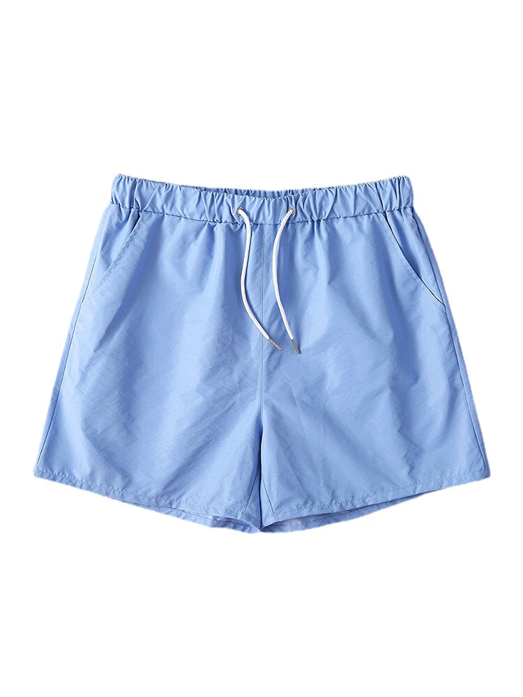 Schnelltrocknende Strand- und Joggingshorts für Herren in einfarbiger Ausführung mit Kordelzug – leichte Activewear