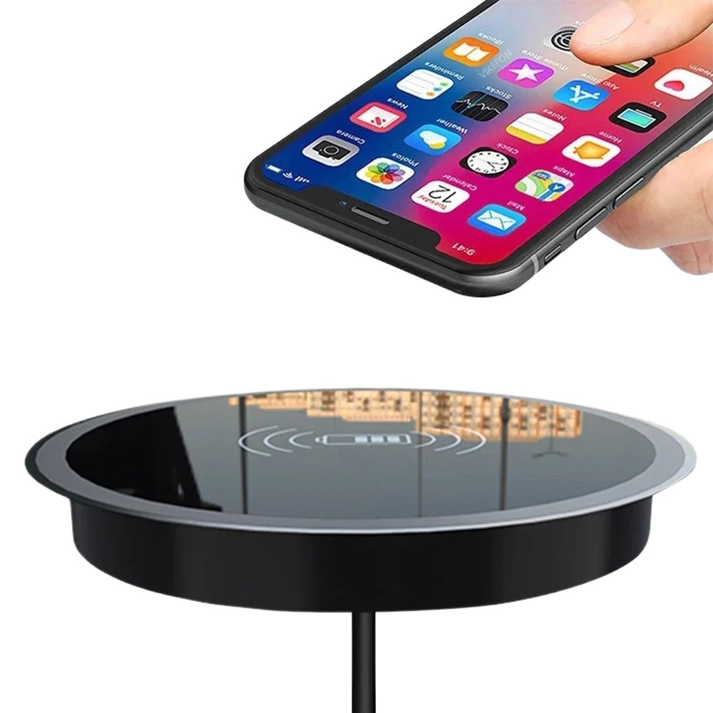 15W Built-in Desktop Wireless Charger for QI, iPhone 13/12, Galaxy S22/S20 Ultra