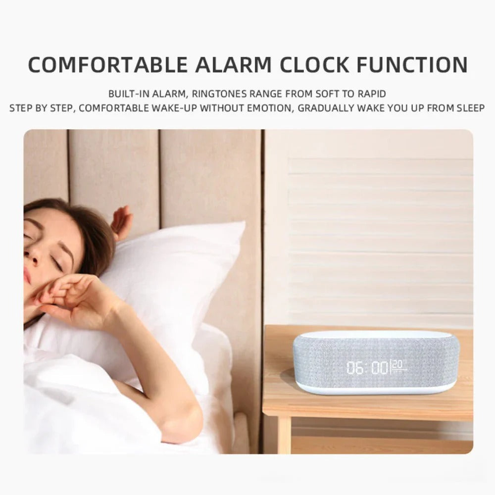 15W Wireless Charger Alarm Clock Light with Bluetooth Speaker for Qi-Enabled Phones