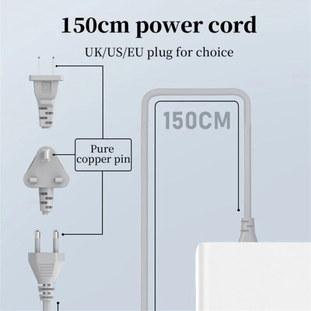 120W 6-Port USB Charger: 3 USB-A & 3 USB-C Fast Charging Station for iPhone, Huawei, Samsung, Xiaomi