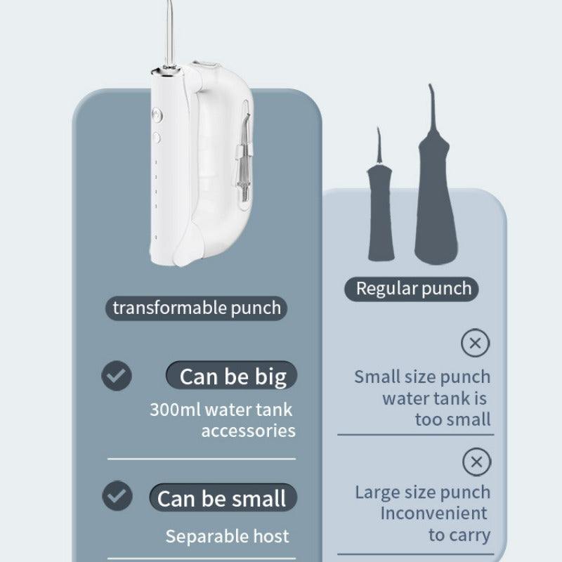 Portable Oral Irrigator Water Flosser – Multi-Function Dental Water Jet with 300ML Tank, Detachable Cleaner, Waterproof for Superior Oral Hygiene