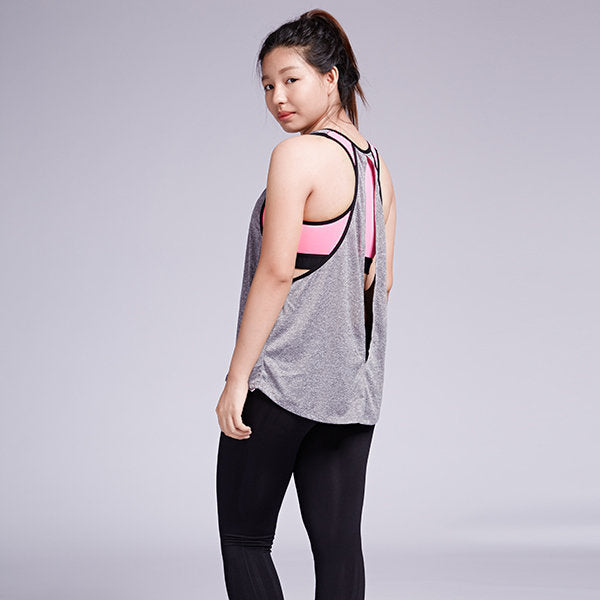 Women's Two-Piece Sleeveless Wireless Shockproof Quick-Dry High Elastic Fitness Vest Bra