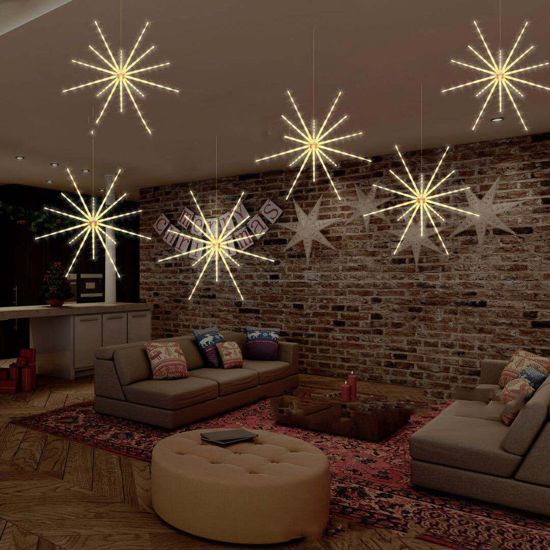 LED Starburst String Lights - DIY Firework Stream, Christmas Garland, Festival Decor, Remote Twinkle Lights