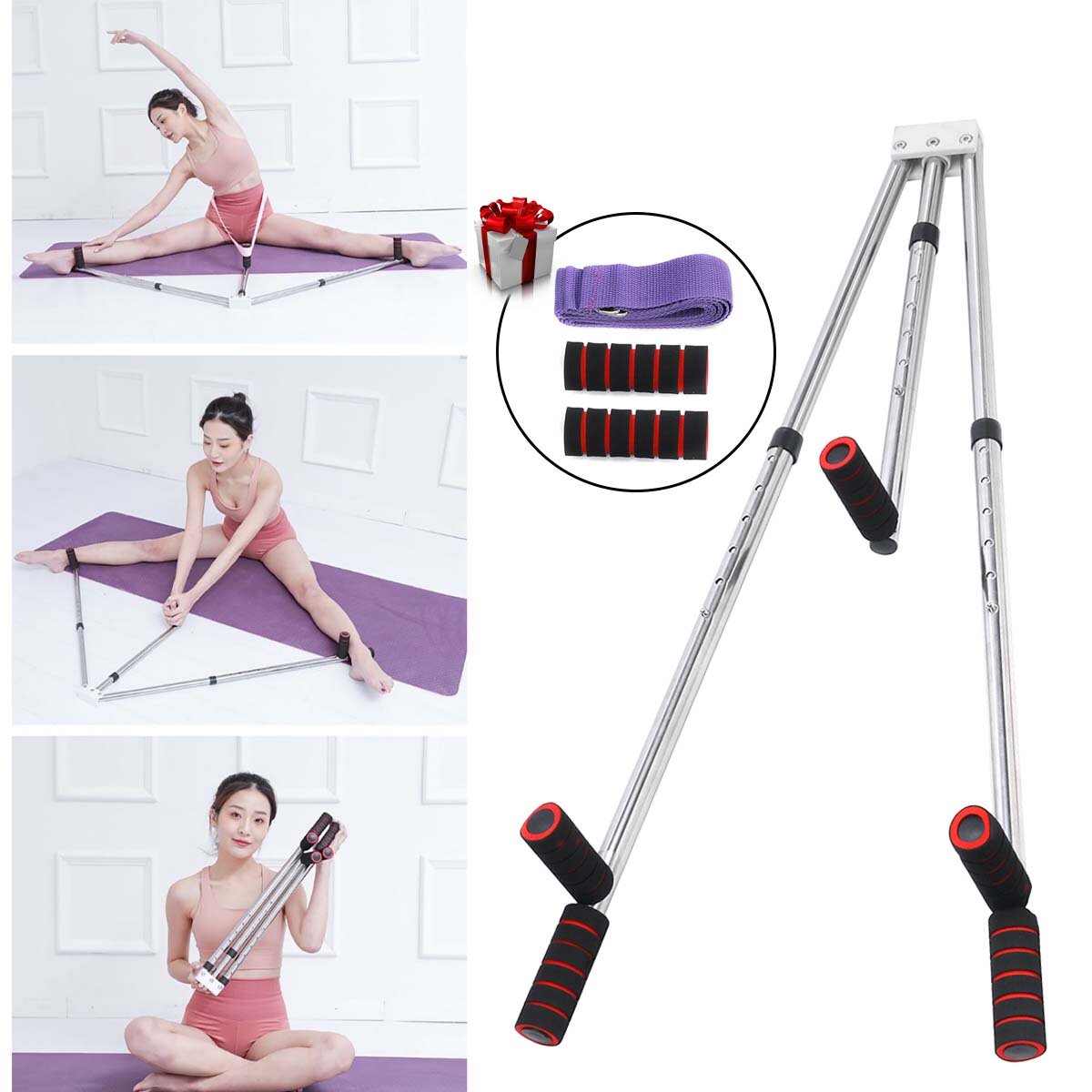 6-Level Adjustable Leg Stretcher with Yoga Rope for Flexibility Training