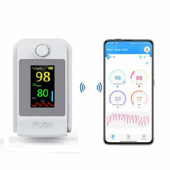 Bluetooth Fingertip Pulse Oximeter - Blood Oxygen Saturation & Heart Rate Monitor with OLED Display, SPO2/PR