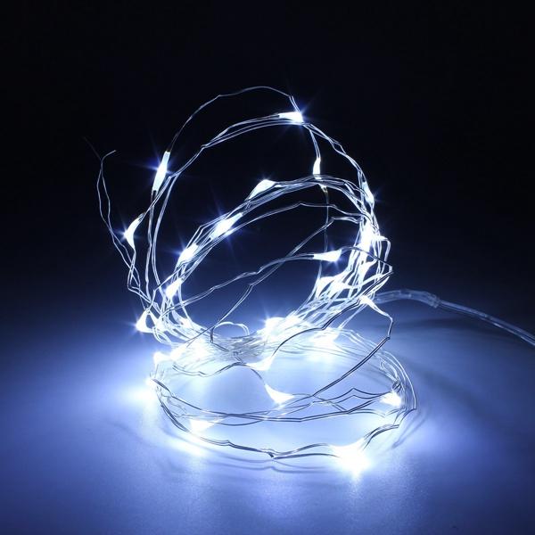 10M 100 LED Battery-Powered Waterproof Silver Wire Fairy String Lights for Christmas Party Decor