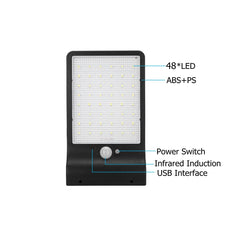 48 LED Solar Light Waterproof PIR Motion Sensor Outdoor Garden Wall Lamp With/Without Mounting Pole