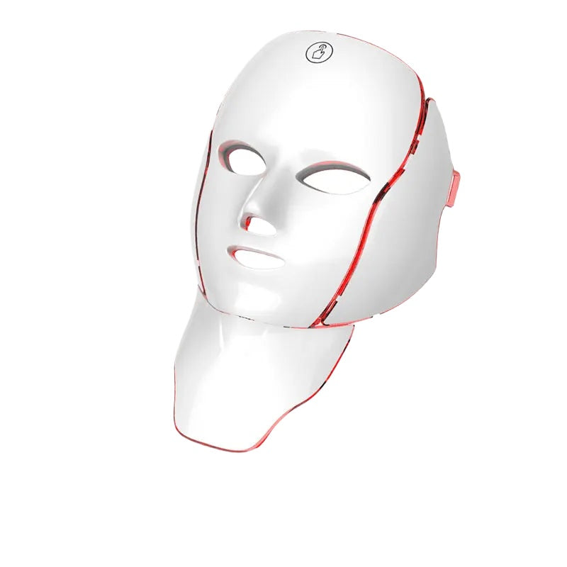 Wireless 7-Color LED Photon Therapy Face & Neck Mask - Rechargeable Facial Lifting & Skin Care Tool for Anti-Aging & Acne