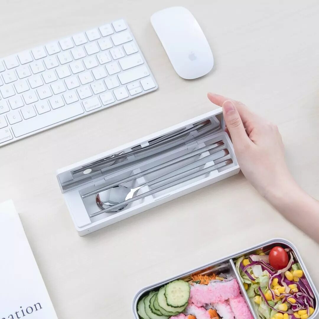 Auto-Sensing Portable Cutlery Box with 99.99% Sterilization Rate