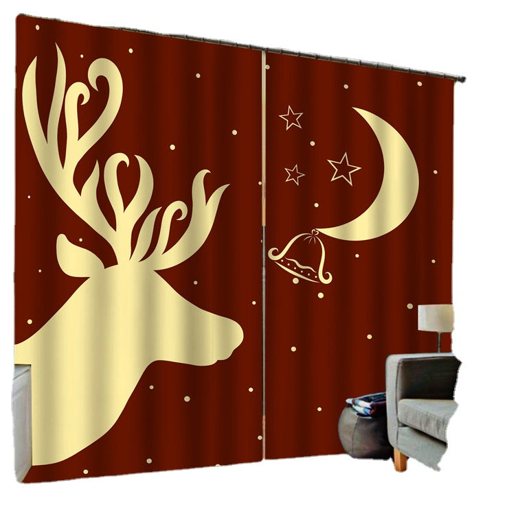 132x160cm Christmas Blackout Curtains for Living Room - Festive Printed Window Decorations