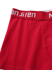 4-teilige nahtlose Baumwollunterwäsche für Herren mit Logobund und Beutel - Rote Boxershorts