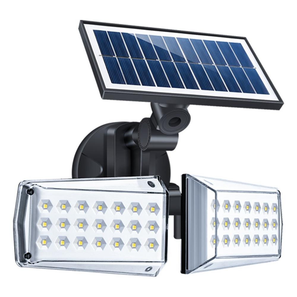 12W Dual Head 42 LED Solar Wall Light - Adjustable, Motion Sensor, Waterproof, Outdoor Security Lamp