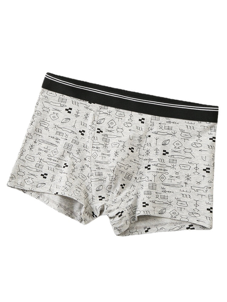 Multipacks Herren-Boxershorts mit Graffiti-Print und U-Konvex-Form – Atmungsaktive Baumwollunterwäsche
