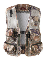 Herrenweste mit Mesh-Patchwork und Reißverschluss im Camping-Stil